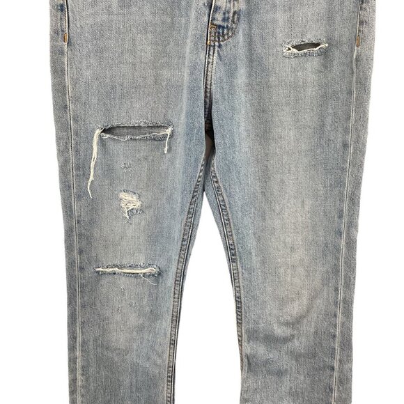 Zara Woman Premium Denim Distressed Jeans Mid-Rise Size 4 Light Wash Cotton - Picture 5 of 10